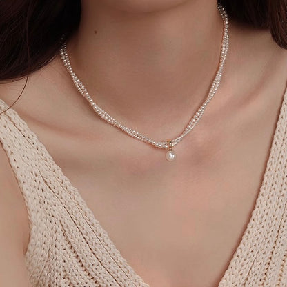 Pearl Crushed Silver Necklace