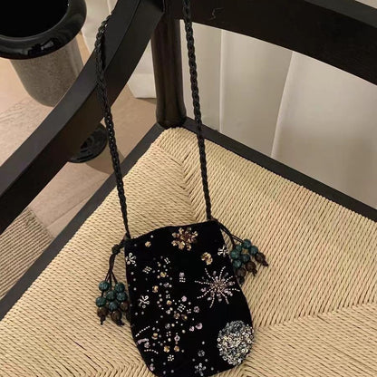 Vintage Handmade Beaded Embroidery Shoulder Bag for Women