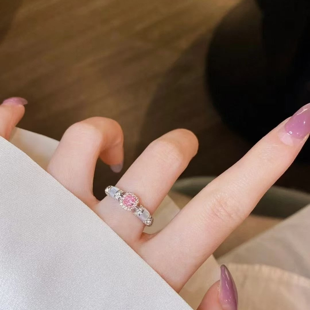 Silver Pink Zircon Ring