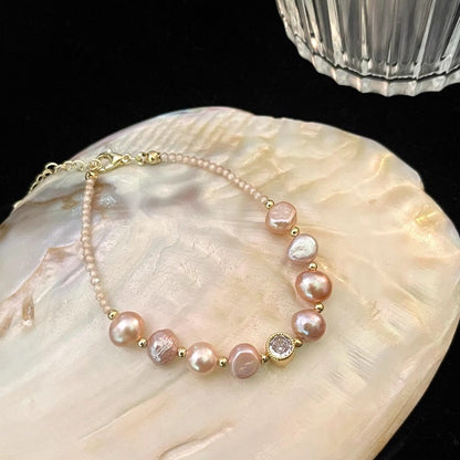 Irregular Zircon Pearl Bracelet