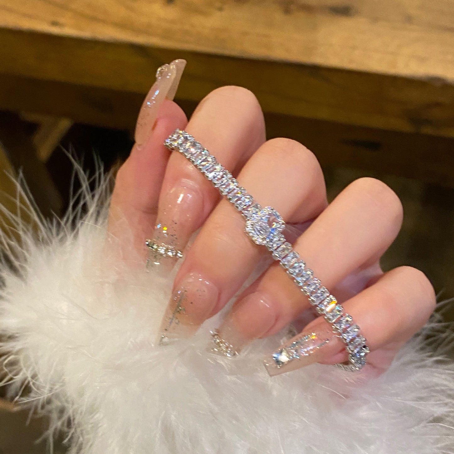 Fashionable Floral Design Silver Gold Bracelet